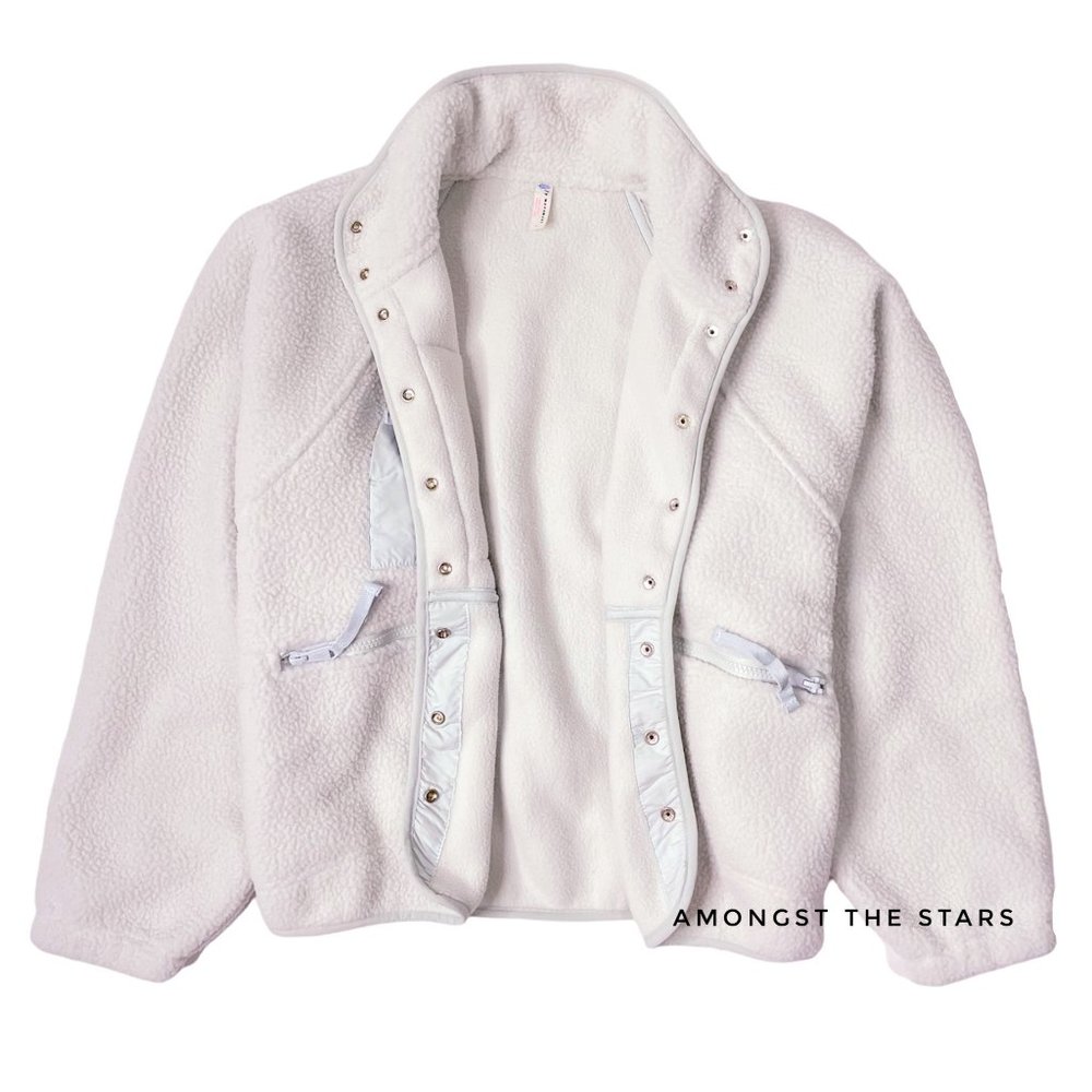 Free People Movement Hit The Slopes Salt Water Blue Grey Fleece Jacket - Picture 6 of 12